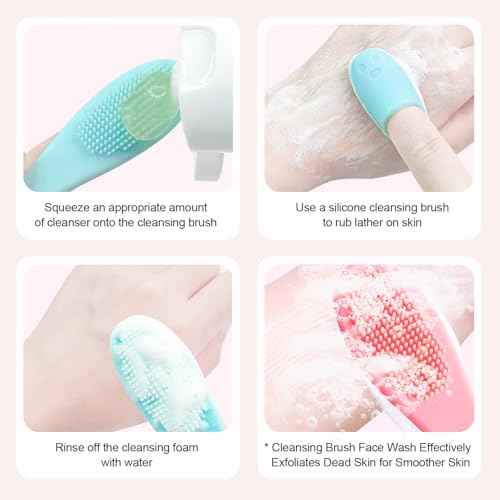 Ultra Soft Silicone Face Scrubber Set - 8 Piece Manual Gentle Facial Cleansing Brush & Pore Exfoliator, Deep Cleansing and Travel-Friendly