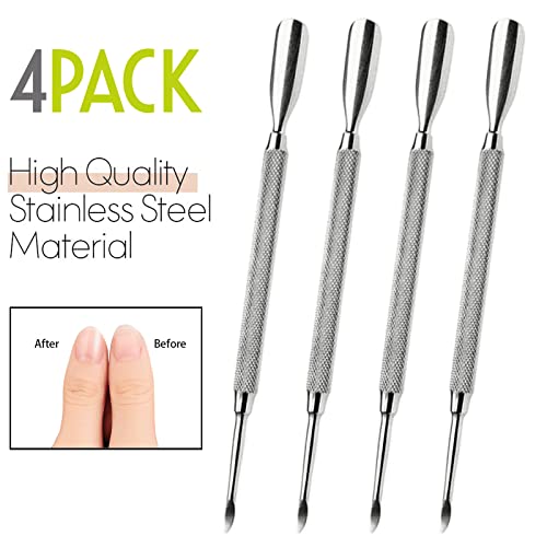 Krisp Beauty Stainless Steel Dual-Sided Cuticle Pusher Set - 4 Pack