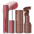 Lip Liner Gloss Set, Dark Brown Plumping Lip Liner Lip Pencil Moisturizing Lightweight Lip Gloss Lip Combo, High Shine Glossy Lip Tint Lip Stain Makeup Long Lasting Lip Contour for Women