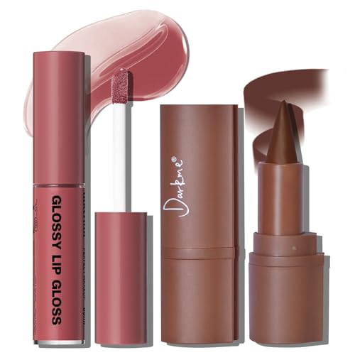 Dark Brown Lip Liner & Gloss Set - Moisturizing Plumping Lip Combo