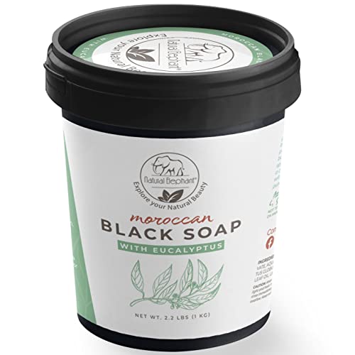 Natural Elephant Moroccan Black Soap With Eucalyptus Essential Oil 1kg (2.2 lbs) Bulk Size