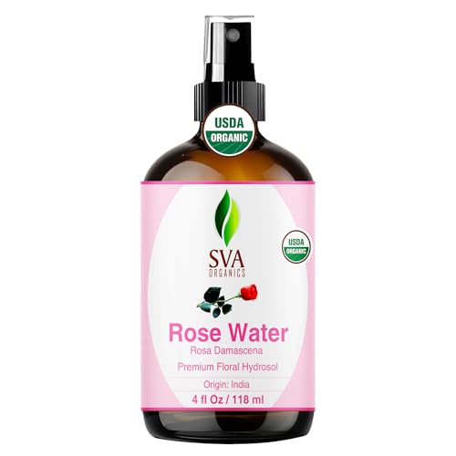 SVA ORGANICS Rose Water Spray, 4 Fl Oz Glass Bottle