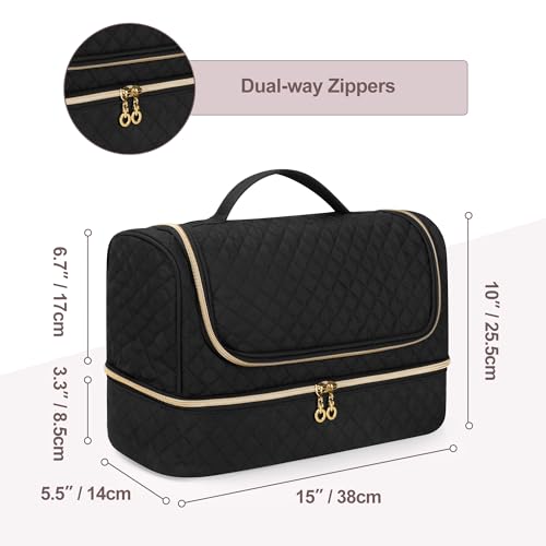 Yarwo Carrying Case Compatible with Shark Flexfusion HD641S/HD642S, Double Layers Hanging Travel Bag for FlexFusion Hair Straightener & Powerful Hair Dryer and Hair Styler Attachments, Black