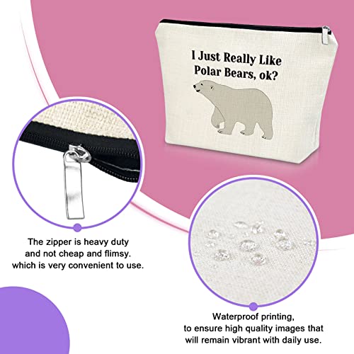 Polar Bear Gifts for Women Makeup Bag Polar Bear Lover Gift Animal Lovers Gift for Friend Cosmetic Bag Birthday Gifts for Sister Graduation Gifts for Her Christmas Gifts Cosmetic Travel Pouch