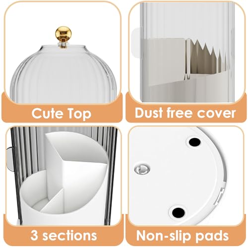 Makeup Brush Holder with Lid | 360 Rotating Dustproof Organizer