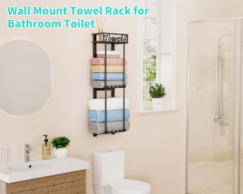 HapiRm Black Over-The-Door Towel Rack 3-Tier Wall Mounted Bathroom Organizer