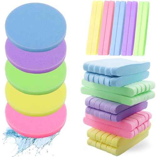 120 Count Compressed Facial Sponges, Face Cleansing Sponge for Estheticians Spa Wash Round Makeup Removal Sponge Pads for Women,Girls Compress Exfoliating Removal Sponge (Mix-Color)