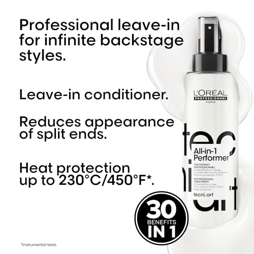 L'Or?al Professionnel Tecni.art All-in-1 Performer Styling Treatment Spray ? 30 Benefits in 1, Leave-In, Heat Protection up to 450¡ÆF, Anti-Frizz, Shine, Conditioning & Detangling