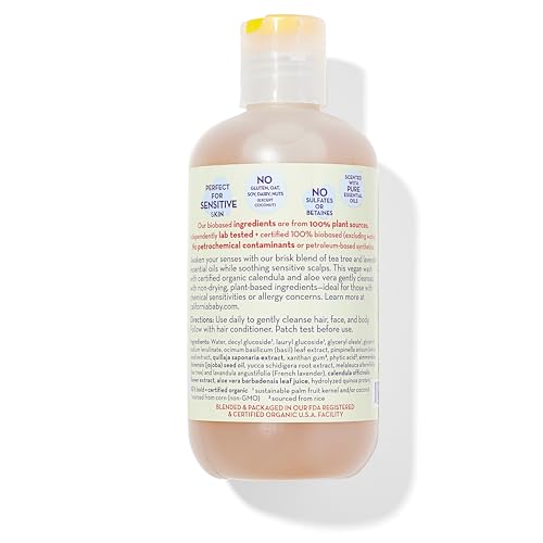 California Baby Tea Tree & Lavender Baby Wash + Baby Shampoo | 100% Plant-Based | Tea Tree Shampoo For Sensitive Skin | Hypoallergenic | 251mL / 8.5oz