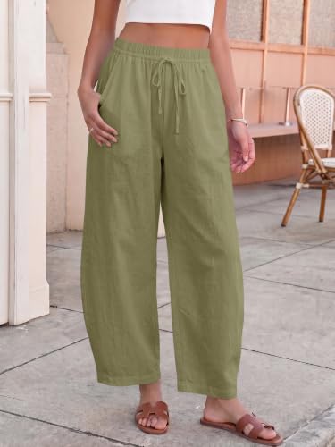 Tankaneo Women's Baggy Barrel Pants High Waist Wide Leg