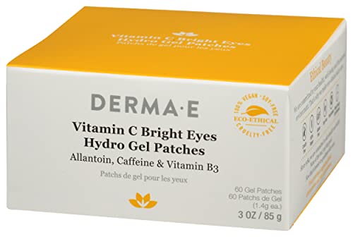 Derma E Vitamin C Bright Eyes Hydro Gel Patches, Natural, Cruelty Free, 3 Ounce (Pack of 1)