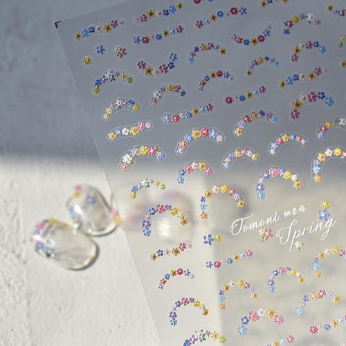 Cute Flower Nail Art Stickers Flower Nail Decals 5D Embossed Small Flower Nail Stickers Cute Nails Adhesive Sliders Manicure Nail Art Supplies for Spring Summer DIY Nail Art Decorations Accessories