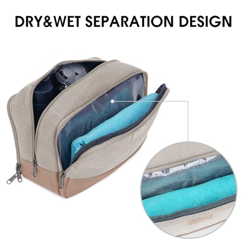 WANDF Travel Toiletry Bag for Men Large Dopp Kit Hanging Organizer