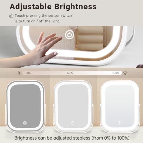 Travel Makeup Mirror with Lights, LED Vanity Mirror 8.1in