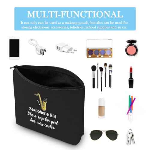 GJTIM Saxophonist Gift Saxophone Player Gift Travel Makeup Bag for Saxophone Lovers (Saxophone Black)
