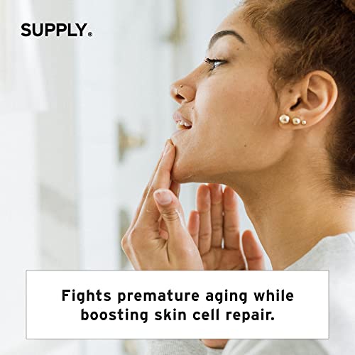 Supply Men¡¯s Facial Moisturizer ? Lightweight, Plant-Based Daily Face Cream with Aloe Vera, Green Tea & Shea Butter ? Anti-Aging, Oil-Free Hydration for Wrinkles, Fine Lines & Firmness- 3.4oz