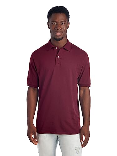 Jerzees Men's SpotShield 2 Button Rib Knit Polo Shirt_S_Maroon