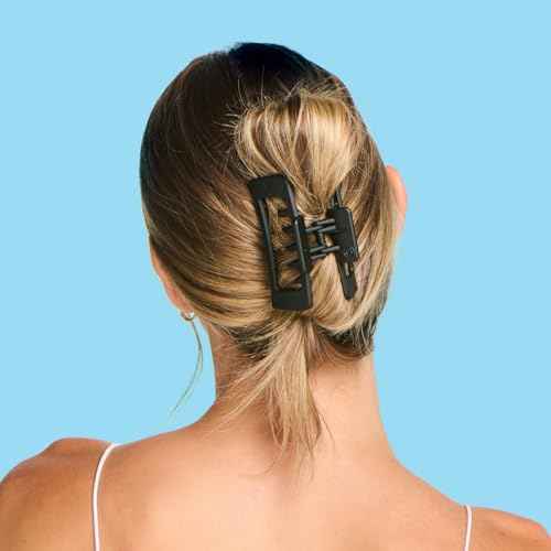 Gimme Beauty Rectangle Double Teeth Claw Clip - Extra Grip Accessory Set - Perfect for Medium Hair - Lasting Hold for Everyday Wear - Trendy, Non-Slip Cilp Duo for Women - Maroon & Black, 2 Pack