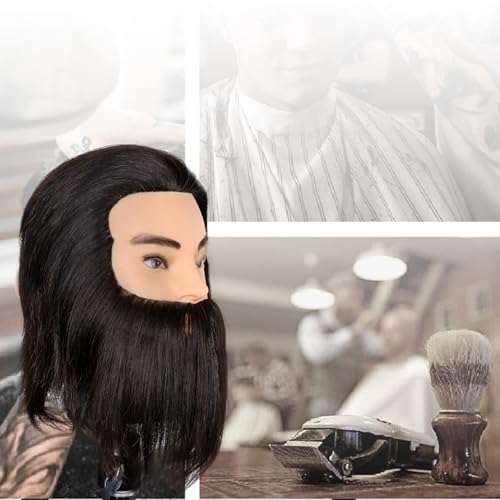 Eumos 12" Barber Mannequin Head with Human Hair & Beard