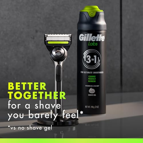 Gillette Labs Rapid Foaming Shaving Gel for Men, Alcohol, Dye and Paraben-Free with Vitamin B3 and Sea Kelp, Cools and Soothes Skin, 7 OZ