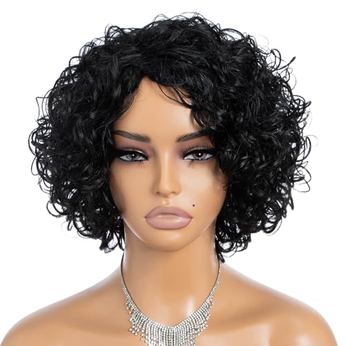 Short Curly Bob Wig for Black Women - Glueless Human Hair