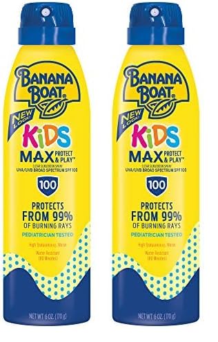 Banana Boat UltraMist Kids MAX Protect & Play Clear Spray Sunscreen SPF 100: 6 OZ (Pack of 2)