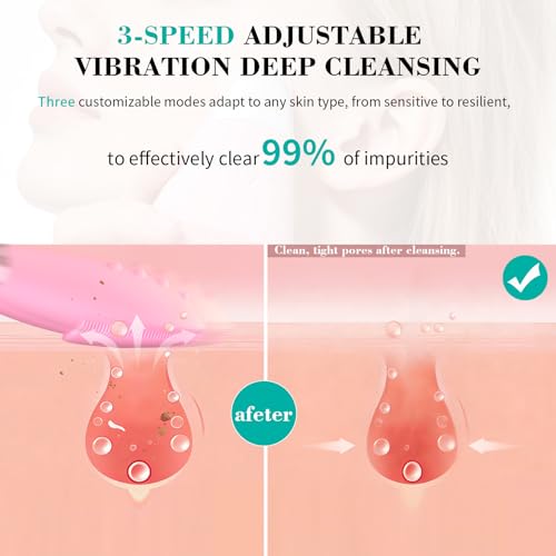 Facial Cleansing Brush Rechargeable Silicone Vibrating Face Scrubber