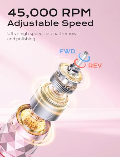 Electric Nail Drill Professional Kit: 45,000 RPM USB Rechargeable
