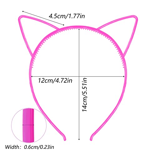 Glow in the Dark Cat Ears Headbands, 12pcs Plastic Light Up Hair Bands for Girls Party