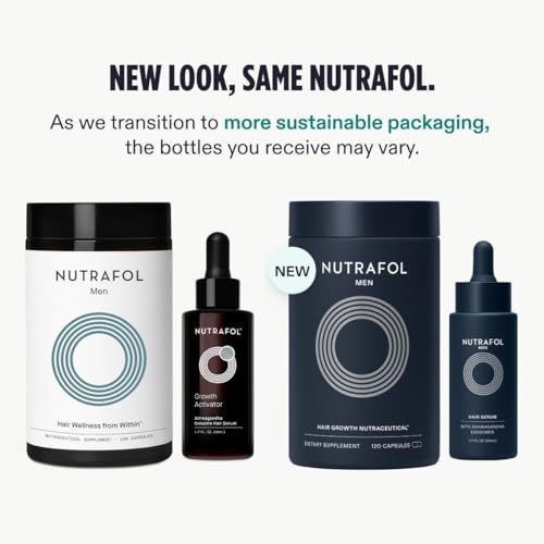 Nutrafol Men's Hair Growth Supplement and Hair Serum, Clinically Tested for Visibly Thicker and Stronger Hair - 1 Month Supply, 1.7 Fl Oz Bottle