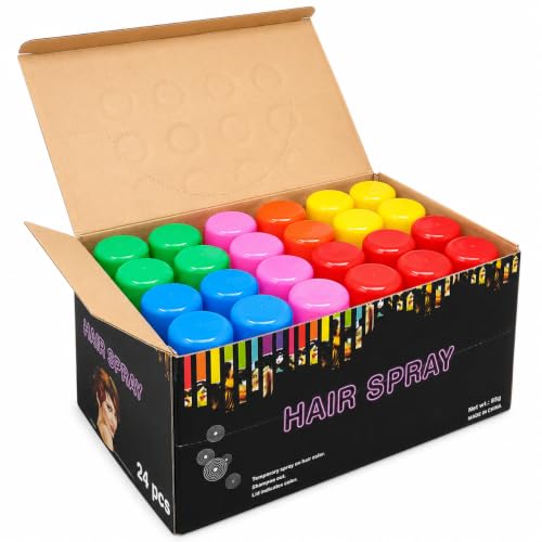 Temporary Hair Color Spray 24-Pack Bulk (6 Colors)