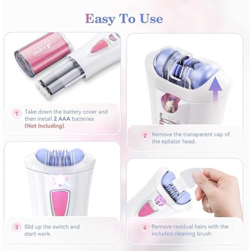 Mini Epilator, Facial Hair Remover for Women, Full Body Smooth Glide Epilator, Portable Electric Lady Shaver for Face, Armpits, Arms, Bikini, and Legs, with 9-Tweezers with LED for Precision