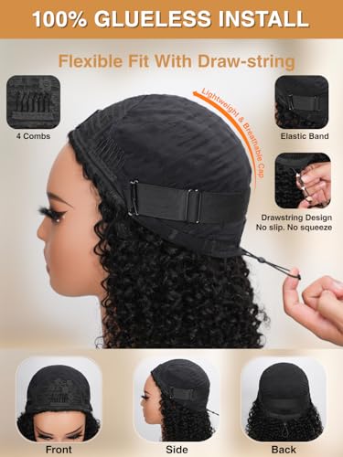 ZANPAL Kinky Curly Half Wig - 200% Density Glueless 12-Inch