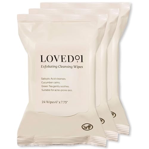 Loved01 Face & Body Salicylic Acid Cleansing Wipes, John Legend Skincare, Oil & Fragrance-Free, No Rinse, Green Tea Extract, Blemish Prone Skin, On-the-Go, Vegan & Cruelty-Free, 3-Pack, 72 Wipes