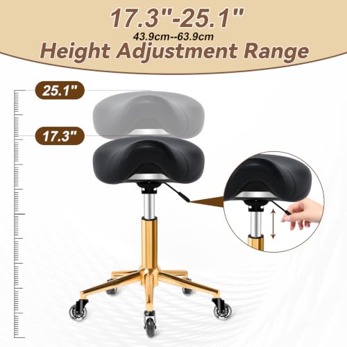 Ergonomic Saddle Stool with Wheels - Black