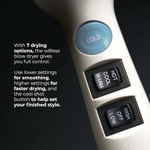 RUSK W8less 2000W Ionic Hair Dryer - Fast Drying & Frizz Control