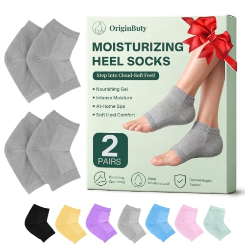 Moisturizing Gel Heel Socks for Cracked Feet, 2 Pairs