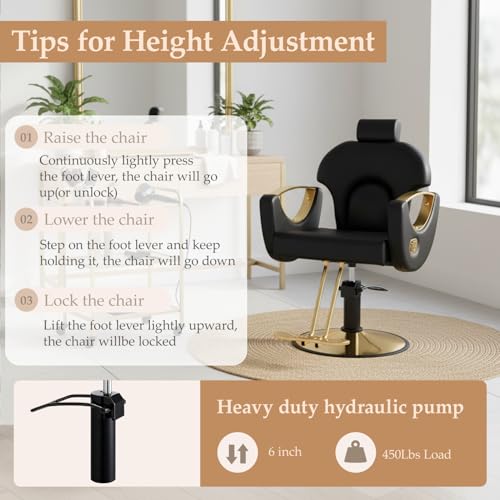 Professional Reclining Barber Chair with Hydraulic Pump