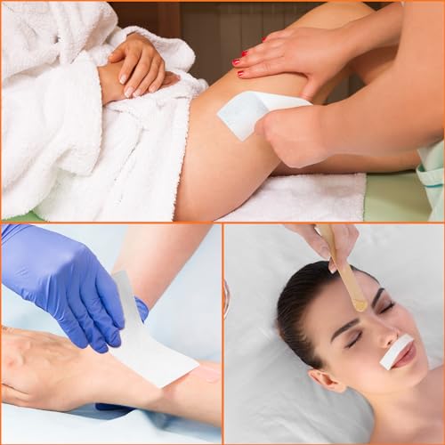Blulu 400 Wax Strips Non Woven for All Skin Types Facial and Body Hair Removal Wax Paper Strips Epilating for Leg, Chest, Back, Intimate Area And Face 10 x 3.8 cm(White)