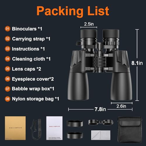 EEDABROS Binoculars for Adults, High Power Binoculars with Low Light Night Vision, Waterproof Binoculars for Bird Watching Sightseeing Traveling Football Games Stargazing with Carrying Case