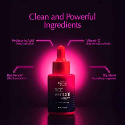 The Honey Code Bee Venom Serum - Hydrating & Firming face - No Parabens or Sulfates - 30ml 1Fl.oz - Squalane, Hyaluronic Acid, Vitamin C Skin Care Formula 0.5% Real Bee Venom