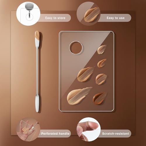 Acrylic Makeup Palette with Spatula Set - 2 Pcs Foundation Mixer