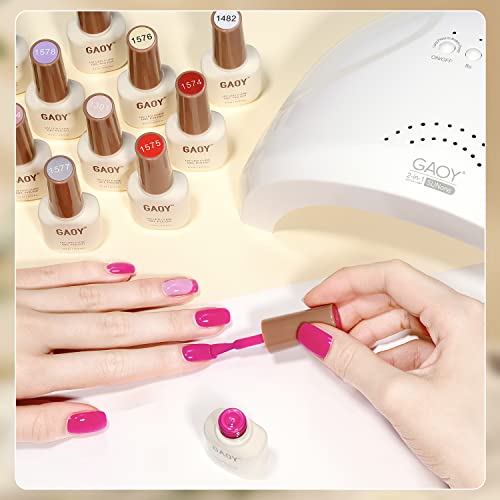 GAOY 42-Piece Gel Nail Polish Set with Base, Glossy & Matte Top Coats
