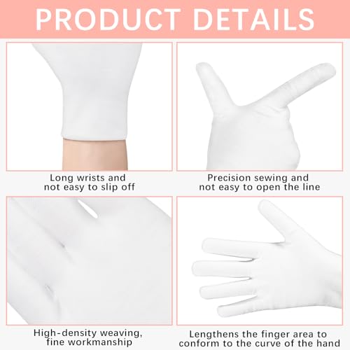 White Cotton Moisturizing Gloves for Dry Hands & Eczema - 24 Pairs