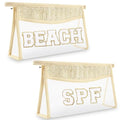 Boho Clear Makeup Pouch with Glitter Letters - Waterproof Toiletry Bag
