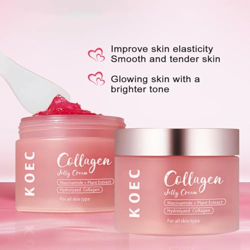 Collagen Jelly Cream,Contains Niacinamide & Freeze Dried Hydrolyzed Collagen Cream,Reduce Dullness & Fine Lines,Skin Care Face Moisturizer (3.38 fl.oz)