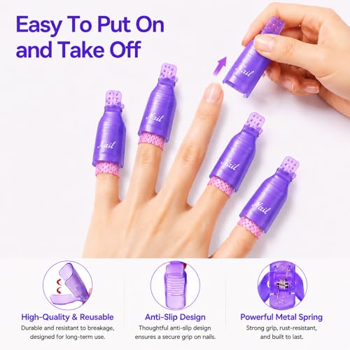 Makartt Reusable Gel Nail Polish Remover Clips Set with Cuticle Pusher