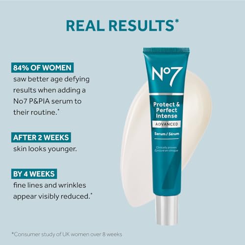 No7 Protect & Perfect Intense Advanced Serum - Anti-Aging Face Serum that Visibly Smoothes & Firms Fine Lines and Wrinkles - Formulated with Hyaluronic Acid and Matrix 3000+ Technology (1 Fl Oz)