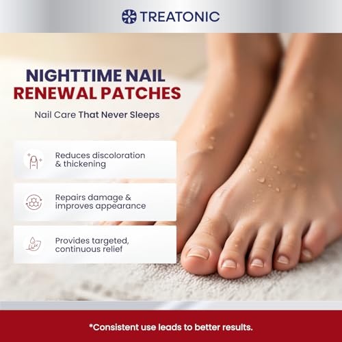Treatonic Square Toe Nail Fungal Patches Nighttime Repair (32Pcs) - Toenail Treatment for Discolored & Damaged Nails