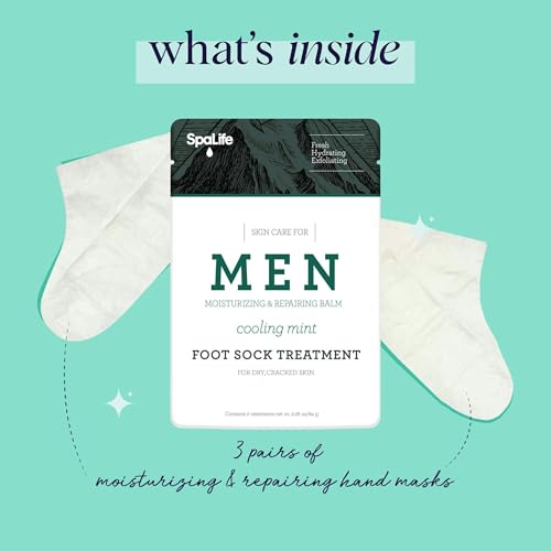 SpaLife Men's Cooling Mint Hand Moisturizing Gloves for Dry Skin (6 Pairs)